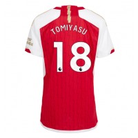 Camisa de Futebol Arsenal Takehiro Tomiyasu #18 Equipamento Principal Mulheres 2023-24 Manga Curta